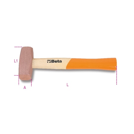 Beta 1385 Copper Head Drilling Hammer, Wood Handle, 14 oz 013850404